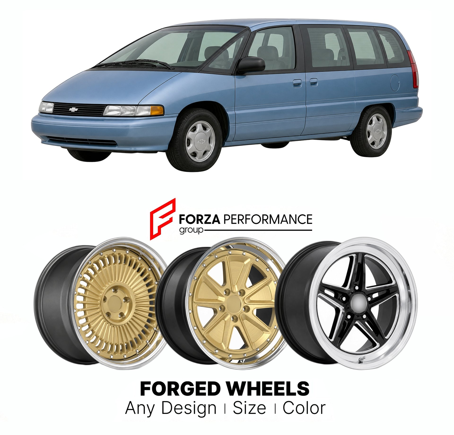 FORGED WHEELS RIMS for CHEVROLET LUMINA APV 1990 - 1994

Custom forged wheels for Chevrolet Lumina APV 1990 - 1994. Made-to-order monoblock, 2-piece and 3-piece rims in custom sizes, offsets, colors and finishes with guaranteed fitment.

We manufacture premium quality forged wheels rims for Chevrolet Lumina APV 1990 - 1994 in any design, size, color.

THIS WHEEL DESIGN CAN BE CUSTOM-MADE FOR YOUR CAR IN ANY SIZE AND COLOR OPTIONS
Available in monoblock, 2-piece, 3-piece, duoblock, beadlock
3D wheel renderin