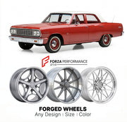CUSTOM CLASSIC VINTAGE RESTOMOD RETRO OLD SCHOOL FORGED WHEELS RIMS for CHEVROLET MALIBU 1973 - 1977
Custom forged wheels for classic American muscle cars. Ideal for restomod builds, vintage restorations, and show cars. Deep dish and retro styling available.

We manufacture premium quality forged wheels rims for Chevrolet Malibu 1973 - 1977 in any design, size, color.

THIS WHEEL DESIGN CAN BE CUSTOM-MADE FOR YOUR CAR IN ANY SIZE AND COLOR OPTIONS
Available in monoblock, 2-piece, 3-piece, duoblock, beadlock