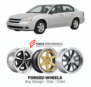 FORGED WHEELS RIMS for CHEVROLET MALIBU 2004 - 2008

Custom forged wheels for Chevrolet Malibu 2004 - 2008. Made-to-order monoblock, 2-piece and 3-piece rims in custom sizes, offsets, colors and finishes with guaranteed fitment.

We manufacture premium quality forged wheels rims for Chevrolet Malibu 2004 - 2008 in any design, size, color.

THIS WHEEL DESIGN CAN BE CUSTOM-MADE FOR YOUR CAR IN ANY SIZE AND COLOR OPTIONS
Available in monoblock, 2-piece, 3-piece, duoblock, beadlock
3D wheel renderings are provi