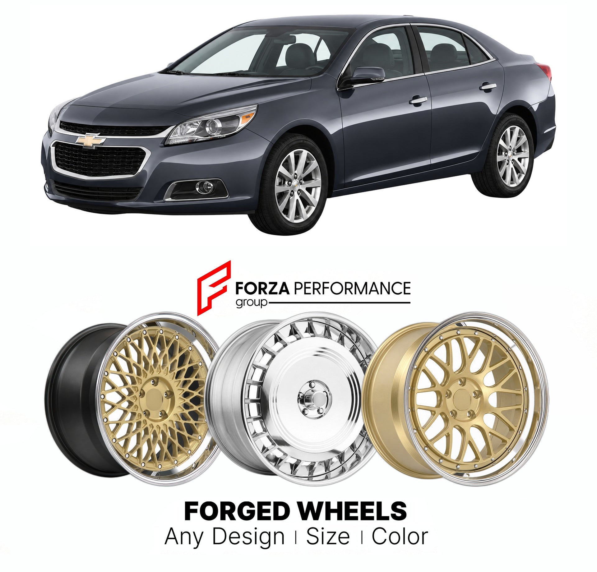 FORGED WHEELS RIMS for CHEVROLET MALIBU LTZ 1997 - 2025

Custom forged wheels for Chevrolet Malibu LTZ 1997 - 2025. Made-to-order monoblock, 2-piece and 3-piece rims in custom sizes, offsets, colors and finishes with guaranteed fitment.

We manufacture premium quality forged wheels rims for Chevrolet Malibu LTZ 1997 - 2025 in any design, size, color.

THIS WHEEL DESIGN CAN BE CUSTOM-MADE FOR YOUR CAR IN ANY SIZE AND COLOR OPTIONS
Available in monoblock, 2-piece, 3-piece, duoblock, beadlock
3D wheel renderin