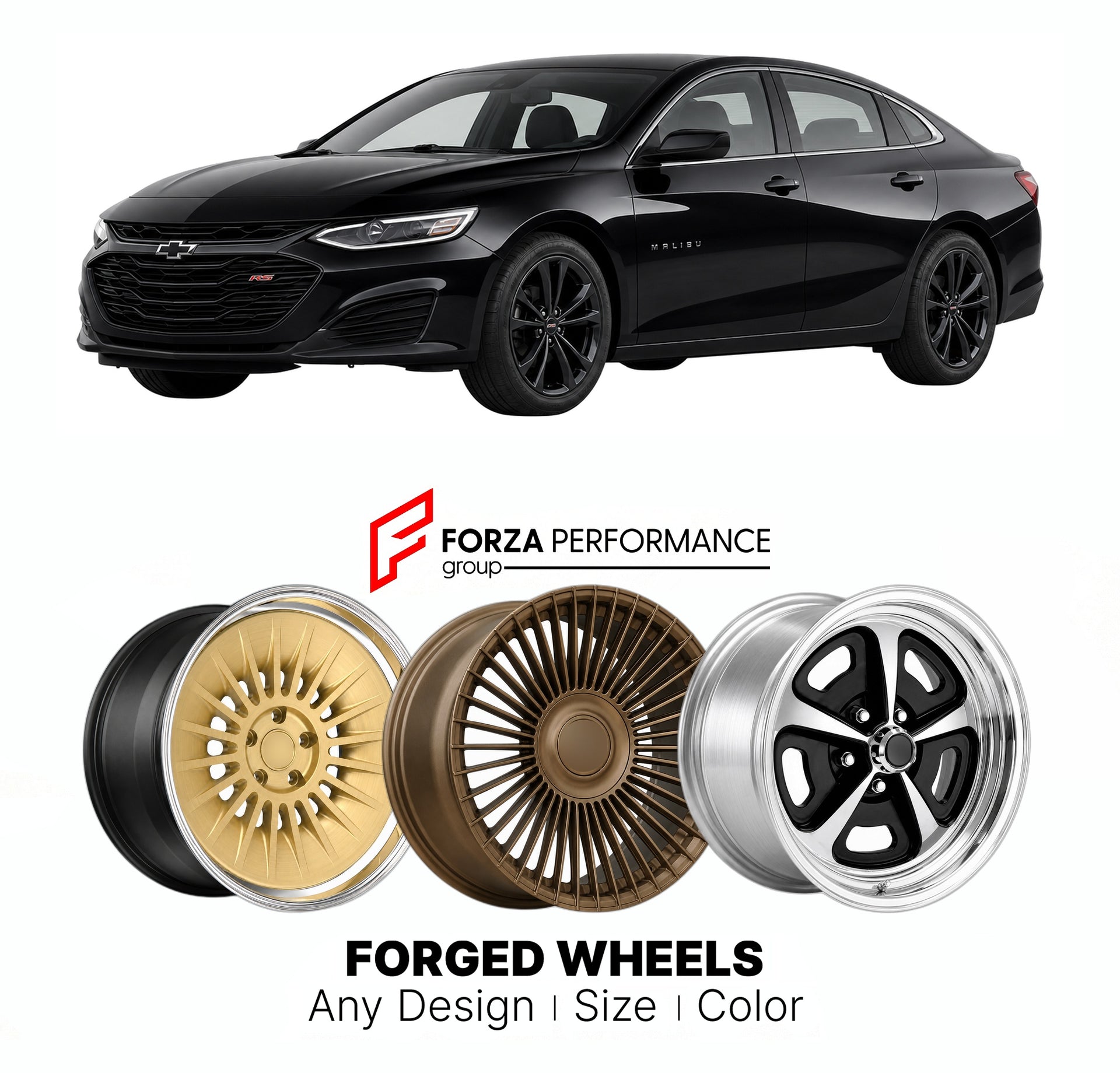 FORGED WHEELS RIMS for CHEVROLET MALIBU RS 1997 - 2025

Custom forged wheels for Chevrolet Malibu RS 1997 - 2025. Made-to-order monoblock, 2-piece and 3-piece rims in custom sizes, offsets, colors and finishes with guaranteed fitment.

We manufacture premium quality forged wheels rims for Chevrolet Malibu RS 1997 - 2025 in any design, size, color.

THIS WHEEL DESIGN CAN BE CUSTOM-MADE FOR YOUR CAR IN ANY SIZE AND COLOR OPTIONS
Available in monoblock, 2-piece, 3-piece, duoblock, beadlock
3D wheel renderings 