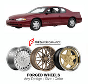 FORGED WHEELS RIMS for CHEVROLET MONTE CARLO LS 1995 - 1999

Custom forged wheels for Chevrolet Monte Carlo LS 1995 - 1999. Made-to-order monoblock, 2-piece and 3-piece rims in custom sizes, offsets, colors and finishes with guaranteed fitment.

We manufacture premium quality forged wheels rims for Chevrolet Monte Carlo LS 1995 - 1999 in any design, size, color.

THIS WHEEL DESIGN CAN BE CUSTOM-MADE FOR YOUR CAR IN ANY SIZE AND COLOR OPTIONS
Available in monoblock, 2-piece, 3-piece, duoblock, beadlock
3D wh