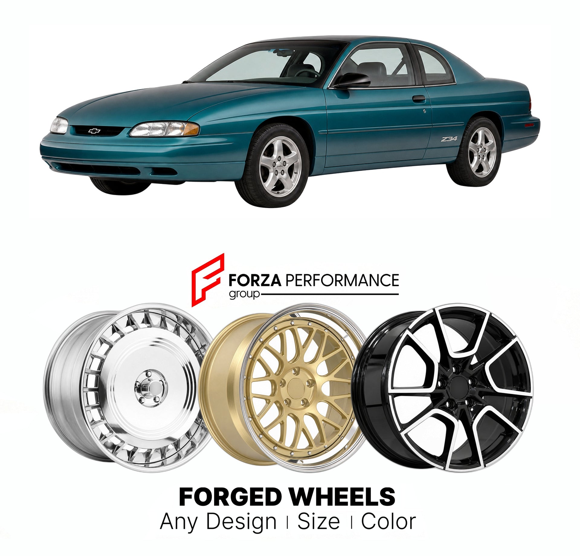 FORGED WHEELS RIMS for CHEVROLET MONTE CARLO Z34 1995 - 1999

Custom forged wheels for Chevrolet Monte Carlo Z34 1995 - 1999. Made-to-order monoblock, 2-piece and 3-piece rims in custom sizes, offsets, colors and finishes with guaranteed fitment.

We manufacture premium quality forged wheels rims for Chevrolet Monte Carlo Z34 1995 - 1999 in any design, size, color.

THIS WHEEL DESIGN CAN BE CUSTOM-MADE FOR YOUR CAR IN ANY SIZE AND COLOR OPTIONS
Available in monoblock, 2-piece, 3-piece, duoblock, beadlock
3D