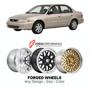 FORGED WHEELS RIMS for CHEVROLET PRIZM GEO 1998 - 2002

Custom forged wheels for Chevrolet Prizm Geo 1998 - 2002. Made-to-order monoblock, 2-piece and 3-piece rims in custom sizes, offsets, colors and finishes with guaranteed fitment.

We manufacture premium quality forged wheels rims for Chevrolet Prizm Geo 1998 - 2002 in any design, size, color.

THIS WHEEL DESIGN CAN BE CUSTOM-MADE FOR YOUR CAR IN ANY SIZE AND COLOR OPTIONS
Available in monoblock, 2-piece, 3-piece, duoblock, beadlock
3D wheel renderings 