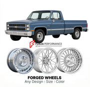CUSTOM CLASSIC VINTAGE RESTOMOD RETRO OLD SCHOOL FORGED WHEELS RIMS for CHEVROLET R10 1987
Custom forged wheels for classic American muscle cars. Ideal for restomod builds, vintage restorations, and show cars. Deep dish and retro styling available.

We manufacture premium quality forged wheels rims for Chevrolet R10 1987 in any design, size, color.

THIS WHEEL DESIGN CAN BE CUSTOM-MADE FOR YOUR CAR IN ANY SIZE AND COLOR OPTIONS
Available in monoblock, 2-piece, 3-piece, duoblock, beadlock
3D wheel renderings