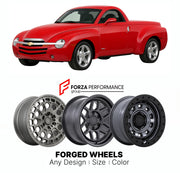 FORGED WHEELS RIMS for CHEVROLET SSR FINAL PRODUCTION RUN 2003 - 2006

Custom forged wheels for Chevrolet SSR Final Production Run 2003 - 2006. Made-to-order monoblock, 2-piece and 3-piece rims in custom sizes, offsets, colors and finishes with guaranteed fitment.

We manufacture premium quality forged wheels rims for Chevrolet SSR Final Production Run 2003 - 2006 in any design, size, color.

THIS WHEEL DESIGN CAN BE CUSTOM-MADE FOR YOUR CAR IN ANY SIZE AND COLOR OPTIONS
Available in monoblock, 2-piece, 3-p