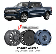 FORGED WHEELS RIMS for CHEVROLET SILVERADO 1500 HIGH COUNTRY T1XX 2019 - 2026

Custom forged wheels for Chevrolet Silverado 1500 High Country T1XX 2019 - 2026. Made-to-order monoblock, 2-piece and 3-piece rims in custom sizes, offsets, colors and finishes with guaranteed fitment.

We manufacture premium quality forged wheels rims for Chevrolet Silverado 1500 High Country T1XX 2019 - 2026 in any design, size, color.

THIS WHEEL DESIGN CAN BE CUSTOM-MADE FOR YOUR CAR IN ANY SIZE AND COLOR OPTIONS
Available in