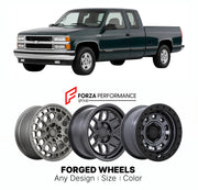 FORGED WHEELS RIMS for CHEVROLET SILVERADO 1500 HYBRID GMT800 1999 - 2007

Custom forged wheels for Chevrolet Silverado 1500 Hybrid GMT800 1999 - 2007. Made-to-order monoblock, 2-piece and 3-piece rims in custom sizes, offsets, colors and finishes with guaranteed fitment.

We manufacture premium quality forged wheels rims for Chevrolet Silverado 1500 Hybrid GMT800 1999 - 2007 in any design, size, color.

THIS WHEEL DESIGN CAN BE CUSTOM-MADE FOR YOUR CAR IN ANY SIZE AND COLOR OPTIONS
Available in monoblock, 