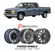 FORGED WHEELS RIMS for CHEVROLET SILVERADO 1500 LS GMT800 1999 - 2007

Custom forged wheels for Chevrolet Silverado 1500 LS GMT800 1999 - 2007. Made-to-order monoblock, 2-piece and 3-piece rims in custom sizes, offsets, colors and finishes with guaranteed fitment.

We manufacture premium quality forged wheels rims for Chevrolet Silverado 1500 LS GMT800 1999 - 2007 in any design, size, color.

THIS WHEEL DESIGN CAN BE CUSTOM-MADE FOR YOUR CAR IN ANY SIZE AND COLOR OPTIONS
Available in monoblock, 2-piece, 3-p
