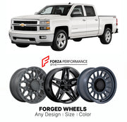 FORGED WHEELS RIMS for CHEVROLET SILVERADO 1500 LTZ K2XX 2014 - 2018

Custom forged wheels for Chevrolet Silverado 1500 LTZ K2XX 2014 - 2018. Made-to-order monoblock, 2-piece and 3-piece rims in custom sizes, offsets, colors and finishes with guaranteed fitment.

We manufacture premium quality forged wheels rims for Chevrolet Silverado 1500 LTZ K2XX 2014 - 2018 in any design, size, color.

THIS WHEEL DESIGN CAN BE CUSTOM-MADE FOR YOUR CAR IN ANY SIZE AND COLOR OPTIONS
Available in monoblock, 2-piece, 3-piec