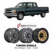 FORGED WHEELS RIMS for CHEVROLET SILVERADO 1500 LT GMT800 1999 - 2007

Custom forged wheels for Chevrolet Silverado 1500 LT GMT800 1999 - 2007. Made-to-order monoblock, 2-piece and 3-piece rims in custom sizes, offsets, colors and finishes with guaranteed fitment.

We manufacture premium quality forged wheels rims for Chevrolet Silverado 1500 LT GMT800 1999 - 2007 in any design, size, color.

THIS WHEEL DESIGN CAN BE CUSTOM-MADE FOR YOUR CAR IN ANY SIZE AND COLOR OPTIONS
Available in monoblock, 2-piece, 3-p