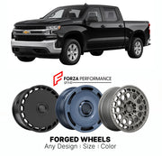 FORGED WHEELS RIMS for CHEVROLET SILVERADO 1500 LT T1XX 2019 - 2026

Custom forged wheels for Chevrolet Silverado 1500 LT T1XX 2019 - 2026. Made-to-order monoblock, 2-piece and 3-piece rims in custom sizes, offsets, colors and finishes with guaranteed fitment.

We manufacture premium quality forged wheels rims for Chevrolet Silverado 1500 LT T1XX 2019 - 2026 in any design, size, color.

THIS WHEEL DESIGN CAN BE CUSTOM-MADE FOR YOUR CAR IN ANY SIZE AND COLOR OPTIONS
Available in monoblock, 2-piece, 3-piece, 