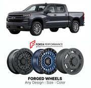 FORGED WHEELS RIMS for CHEVROLET SILVERADO 1500 RST T1XX 2019 - 2026

Custom forged wheels for Chevrolet Silverado 1500 RST T1XX 2019 - 2026. Made-to-order monoblock, 2-piece and 3-piece rims in custom sizes, offsets, colors and finishes with guaranteed fitment.

We manufacture premium quality forged wheels rims for Chevrolet Silverado 1500 RST T1XX 2019 - 2026 in any design, size, color.

THIS WHEEL DESIGN CAN BE CUSTOM-MADE FOR YOUR CAR IN ANY SIZE AND COLOR OPTIONS
Available in monoblock, 2-piece, 3-piec