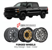 FORGED WHEELS RIMS for CHEVROLET SILVERADO 1500 SPECIAL OPS EDITION K2XX 2014 - 2018

Custom forged wheels for Chevrolet Silverado 1500 Special Ops Edition K2XX 2014 - 2018. Made-to-order monoblock, 2-piece and 3-piece rims in custom sizes, offsets, colors and finishes with guaranteed fitment.

We manufacture premium quality forged wheels rims for Chevrolet Silverado 1500 Special Ops Edition K2XX 2014 - 2018 in any design, size, color.

THIS WHEEL DESIGN CAN BE CUSTOM-MADE FOR YOUR CAR IN ANY SIZE AND COLOR
