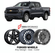 FORGED WHEELS RIMS for CHEVROLET SILVERADO 1500 T1XX 2019+

Custom forged wheels for Chevrolet Silverado 1500 T1XX 2019+. Made-to-order monoblock, 2-piece and 3-piece rims in custom sizes, offsets, colors and finishes with guaranteed fitment.

We manufacture premium quality forged wheels rims for Chevrolet Silverado 1500 T1XX 2019+ in any design, size, color.

THIS WHEEL DESIGN CAN BE CUSTOM-MADE FOR YOUR CAR IN ANY SIZE AND COLOR OPTIONS
Available in monoblock, 2-piece, 3-piece, duoblock, beadlock
3D wheel