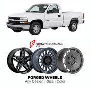 FORGED WHEELS RIMS for CHEVROLET SILVERADO 1500 WORK TRUCK GMT800 1999 - 2007

Custom forged wheels for Chevrolet Silverado 1500 Work Truck GMT800 1999 - 2007. Made-to-order monoblock, 2-piece and 3-piece rims in custom sizes, offsets, colors and finishes with guaranteed fitment.

We manufacture premium quality forged wheels rims for Chevrolet Silverado 1500 Work Truck GMT800 1999 - 2007 in any design, size, color.

THIS WHEEL DESIGN CAN BE CUSTOM-MADE FOR YOUR CAR IN ANY SIZE AND COLOR OPTIONS
Available in