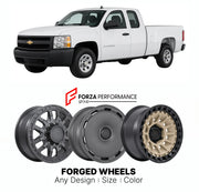 FORGED WHEELS RIMS for CHEVROLET SILVERADO 1500 WORK TRUCK GMT900 2007 - 2013

Custom forged wheels for Chevrolet Silverado 1500 Work Truck GMT900 2007 - 2013. Made-to-order monoblock, 2-piece and 3-piece rims in custom sizes, offsets, colors and finishes with guaranteed fitment.

We manufacture premium quality forged wheels rims for Chevrolet Silverado 1500 Work Truck GMT900 2007 - 2013 in any design, size, color.

THIS WHEEL DESIGN CAN BE CUSTOM-MADE FOR YOUR CAR IN ANY SIZE AND COLOR OPTIONS
Available in