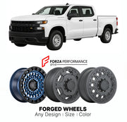FORGED WHEELS RIMS for CHEVROLET SILVERADO 1500 WORK TRUCK T1XX 2019 - 2026

Custom forged wheels for Chevrolet Silverado 1500 Work Truck T1XX 2019 - 2026. Made-to-order monoblock, 2-piece and 3-piece rims in custom sizes, offsets, colors and finishes with guaranteed fitment.

We manufacture premium quality forged wheels rims for Chevrolet Silverado 1500 Work Truck T1XX 2019 - 2026 in any design, size, color.

THIS WHEEL DESIGN CAN BE CUSTOM-MADE FOR YOUR CAR IN ANY SIZE AND COLOR OPTIONS
Available in monob