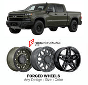 FORGED WHEELS RIMS for CHEVROLET SILVERADO 1500 ZR2 BISON T1XX 2019 - 2026

Custom forged wheels for Chevrolet Silverado 1500 ZR2 Bison T1XX 2019 - 2026. Made-to-order monoblock, 2-piece and 3-piece rims in custom sizes, offsets, colors and finishes with guaranteed fitment.

We manufacture premium quality forged wheels rims for Chevrolet Silverado 1500 ZR2 Bison T1XX 2019 - 2026 in any design, size, color.

THIS WHEEL DESIGN CAN BE CUSTOM-MADE FOR YOUR CAR IN ANY SIZE AND COLOR OPTIONS
Available in monobloc