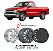 FORGED WHEELS RIMS for CHEVROLET SILVERADO 1999 - 2024

Custom forged wheels for Chevrolet Silverado 1999 - 2024. Made-to-order monoblock, 2-piece and 3-piece rims in custom sizes, offsets, colors and finishes with guaranteed fitment.

We manufacture premium quality forged wheels rims for Chevrolet Silverado 1999 - 2024 in any design, size, color.

THIS WHEEL DESIGN CAN BE CUSTOM-MADE FOR YOUR CAR IN ANY SIZE AND COLOR OPTIONS
Available in monoblock, 2-piece, 3-piece, duoblock, beadlock
3D wheel renderings 