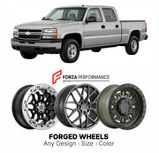 FORGED WHEELS RIMS for CHEVROLET SILVERADO HD 2001 - 2007

Custom forged wheels for Chevrolet Silverado HD 2001 - 2007. Made-to-order monoblock, 2-piece and 3-piece rims in custom sizes, offsets, colors and finishes with guaranteed fitment.

We manufacture premium quality forged wheels rims for Chevrolet Silverado HD 2001 - 2007 in any design, size, color.

THIS WHEEL DESIGN CAN BE CUSTOM-MADE FOR YOUR CAR IN ANY SIZE AND COLOR OPTIONS
Available in monoblock, 2-piece, 3-piece, duoblock, beadlock
3D wheel re