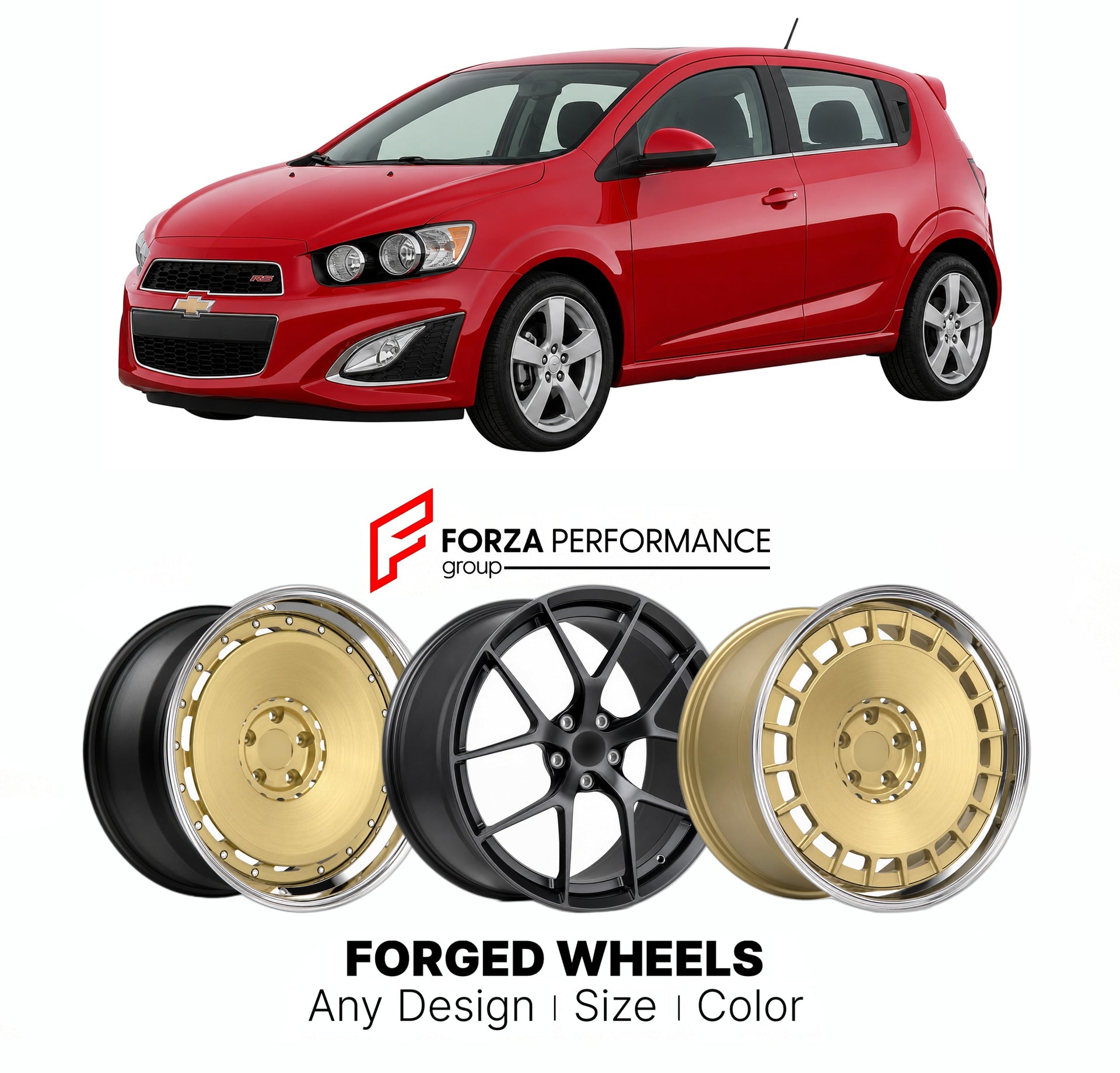 FORGED WHEELS RIMS for CHEVROLET SONIC RS HATCHBACK 2012 - 2020

Custom forged wheels for Chevrolet Sonic RS Hatchback 2012 - 2020. Made-to-order monoblock, 2-piece and 3-piece rims in custom sizes, offsets, colors and finishes with guaranteed fitment.

We manufacture premium quality forged wheels rims for Chevrolet Sonic RS Hatchback 2012 - 2020 in any design, size, color.

THIS WHEEL DESIGN CAN BE CUSTOM-MADE FOR YOUR CAR IN ANY SIZE AND COLOR OPTIONS
Available in monoblock, 2-piece, 3-piece, duoblock, be