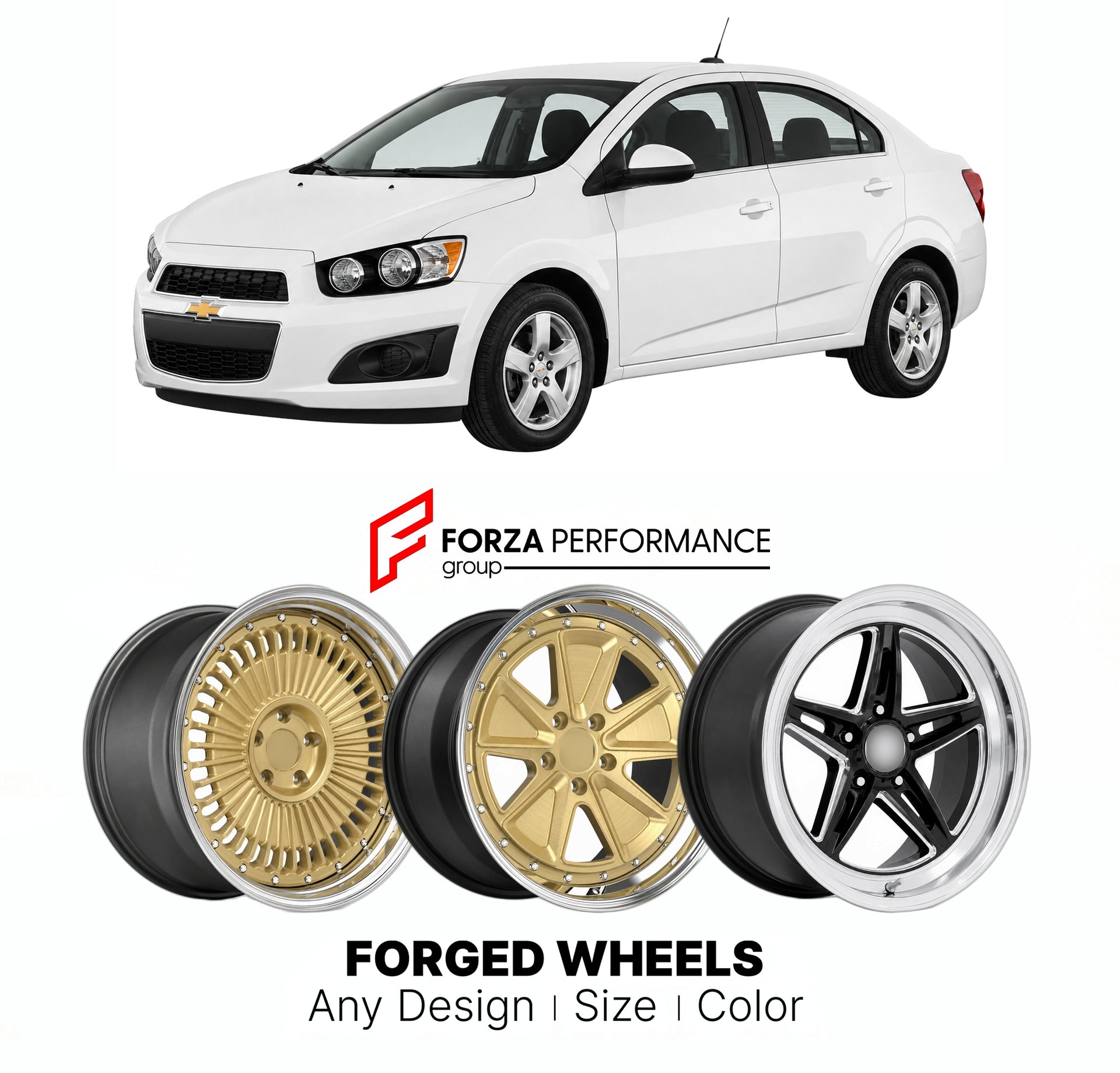 FORGED WHEELS RIMS for CHEVROLET SONIC SEDAN 2012 - 2020

Custom forged wheels for Chevrolet Sonic Sedan 2012 - 2020. Made-to-order monoblock, 2-piece and 3-piece rims in custom sizes, offsets, colors and finishes with guaranteed fitment.

We manufacture premium quality forged wheels rims for Chevrolet Sonic Sedan 2012 - 2020 in any design, size, color.

THIS WHEEL DESIGN CAN BE CUSTOM-MADE FOR YOUR CAR IN ANY SIZE AND COLOR OPTIONS
Available in monoblock, 2-piece, 3-piece, duoblock, beadlock
3D wheel rende
