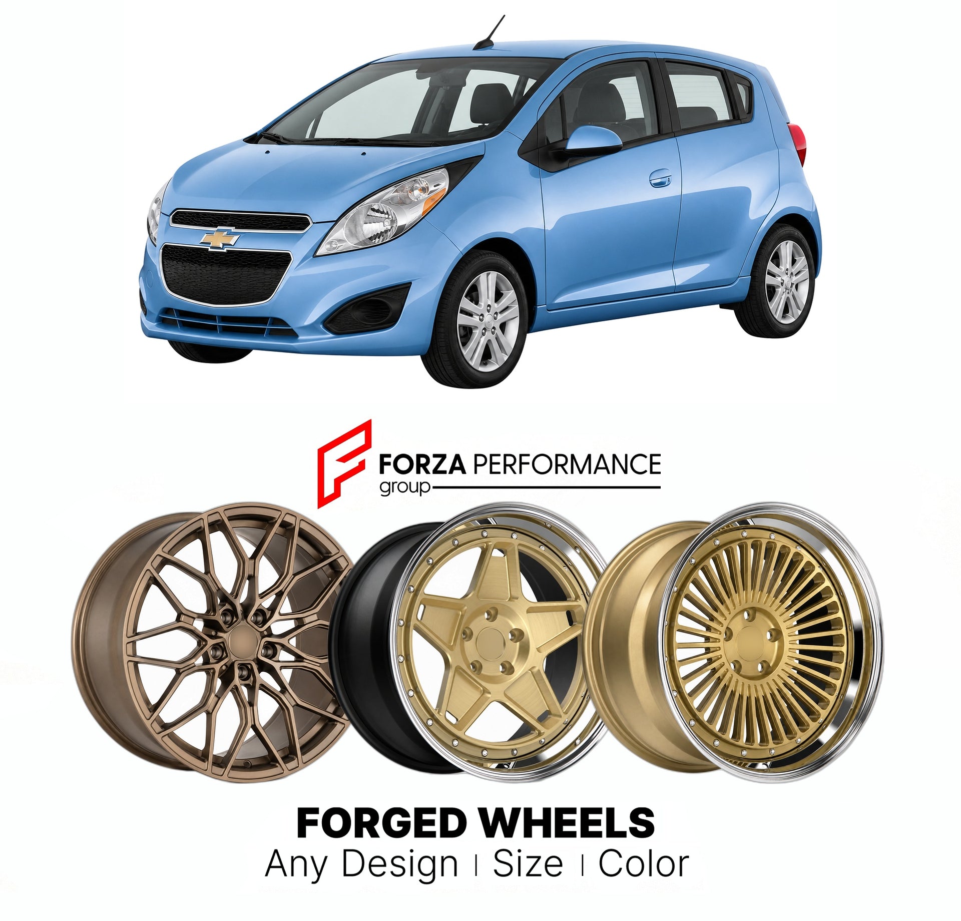 FORGED WHEELS RIMS for CHEVROLET SPARK US MARKET 2013 - 2022

Custom forged wheels for Chevrolet Spark US Market 2013 - 2022. Made-to-order monoblock, 2-piece and 3-piece rims in custom sizes, offsets, colors and finishes with guaranteed fitment.

We manufacture premium quality forged wheels rims for Chevrolet Spark US Market 2013 - 2022 in any design, size, color.

THIS WHEEL DESIGN CAN BE CUSTOM-MADE FOR YOUR CAR IN ANY SIZE AND COLOR OPTIONS
Available in monoblock, 2-piece, 3-piece, duoblock, beadlock
3D