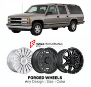 FORGED WHEELS RIMS for CHEVROLET SUBURBAN 1500 GMT400 1992 - 1999

Custom forged wheels for Chevrolet Suburban 1500 GMT400 1992 - 1999. Made-to-order monoblock, 2-piece and 3-piece rims in custom sizes, offsets, colors and finishes with guaranteed fitment.

We manufacture premium quality forged wheels rims for Chevrolet Suburban 1500 GMT400 1992 - 1999 in any design, size, color.

THIS WHEEL DESIGN CAN BE CUSTOM-MADE FOR YOUR CAR IN ANY SIZE AND COLOR OPTIONS
Available in monoblock, 2-piece, 3-piece, duoblo