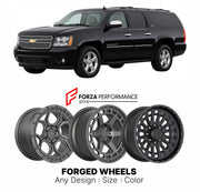 FORGED WHEELS RIMS for CHEVROLET SUBURBAN LTZ GMT900 K2YC 2007 - 2020

Custom forged wheels for Chevrolet Suburban LTZ GMT900 K2YC 2007 - 2020. Made-to-order monoblock, 2-piece and 3-piece rims in custom sizes, offsets, colors and finishes with guaranteed fitment.

We manufacture premium quality forged wheels rims for Chevrolet Suburban LTZ GMT900 K2YC 2007 - 2020 in any design, size, color.

THIS WHEEL DESIGN CAN BE CUSTOM-MADE FOR YOUR CAR IN ANY SIZE AND COLOR OPTIONS
Available in monoblock, 2-piece, 3-p