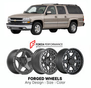 FORGED WHEELS RIMS for CHEVROLET SUBURBAN LT GMT800 2000 - 2006

Custom forged wheels for Chevrolet Suburban LT GMT800 2000 - 2006. Made-to-order monoblock, 2-piece and 3-piece rims in custom sizes, offsets, colors and finishes with guaranteed fitment.

We manufacture premium quality forged wheels rims for Chevrolet Suburban LT GMT800 2000 - 2006 in any design, size, color.

THIS WHEEL DESIGN CAN BE CUSTOM-MADE FOR YOUR CAR IN ANY SIZE AND COLOR OPTIONS
Available in monoblock, 2-piece, 3-piece, duoblock, be