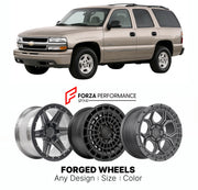 FORGED WHEELS RIMS for CHEVROLET TAHOE GMT800 2000 - 2006

Custom forged wheels for Chevrolet Tahoe GMT800 2000 - 2006. Made-to-order monoblock, 2-piece and 3-piece rims in custom sizes, offsets, colors and finishes with guaranteed fitment.

We manufacture premium quality forged wheels rims for Chevrolet Tahoe GMT800 2000 - 2006 in any design, size, color.

THIS WHEEL DESIGN CAN BE CUSTOM-MADE FOR YOUR CAR IN ANY SIZE AND COLOR OPTIONS
Available in monoblock, 2-piece, 3-piece, duoblock, beadlock
3D wheel re