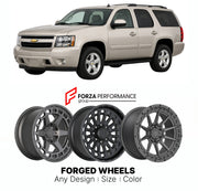 FORGED WHEELS RIMS for CHEVROLET TAHOE GMT900 2007 - 2014

Custom forged wheels for Chevrolet Tahoe GMT900 2007 - 2014. Made-to-order monoblock, 2-piece and 3-piece rims in custom sizes, offsets, colors and finishes with guaranteed fitment.

We manufacture premium quality forged wheels rims for Chevrolet Tahoe GMT900 2007 - 2014 in any design, size, color.

THIS WHEEL DESIGN CAN BE CUSTOM-MADE FOR YOUR CAR IN ANY SIZE AND COLOR OPTIONS
Available in monoblock, 2-piece, 3-piece, duoblock, beadlock
3D wheel re