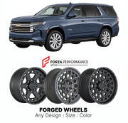 FORGED WHEELS RIMS for CHEVROLET TAHOE HIGH COUNTRY T1UC 2021+

Custom forged wheels for Chevrolet Tahoe High Country T1UC 2021+. Made-to-order monoblock, 2-piece and 3-piece rims in custom sizes, offsets, colors and finishes with guaranteed fitment.

We manufacture premium quality forged wheels rims for Chevrolet Tahoe High Country T1UC 2021+ in any design, size, color.

THIS WHEEL DESIGN CAN BE CUSTOM-MADE FOR YOUR CAR IN ANY SIZE AND COLOR OPTIONS
Available in monoblock, 2-piece, 3-piece, duoblock, beadl