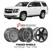 FORGED WHEELS RIMS for CHEVROLET TAHOE K2XX 2015 - 2020

Custom forged wheels for Chevrolet Tahoe K2XX 2015 - 2020. Made-to-order monoblock, 2-piece and 3-piece rims in custom sizes, offsets, colors and finishes with guaranteed fitment.

We manufacture premium quality forged wheels rims for Chevrolet Tahoe K2XX 2015 - 2020 in any design, size, color.

THIS WHEEL DESIGN CAN BE CUSTOM-MADE FOR YOUR CAR IN ANY SIZE AND COLOR OPTIONS
Available in monoblock, 2-piece, 3-piece, duoblock, beadlock
3D wheel renderin