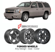 FORGED WHEELS RIMS for CHEVROLET TAHOE LT GMT900 2007 - 2014

Custom forged wheels for Chevrolet Tahoe LT GMT900 2007 - 2014. Made-to-order monoblock, 2-piece and 3-piece rims in custom sizes, offsets, colors and finishes with guaranteed fitment.

We manufacture premium quality forged wheels rims for Chevrolet Tahoe LT GMT900 2007 - 2014 in any design, size, color.

THIS WHEEL DESIGN CAN BE CUSTOM-MADE FOR YOUR CAR IN ANY SIZE AND COLOR OPTIONS
Available in monoblock, 2-piece, 3-piece, duoblock, beadlock
3D