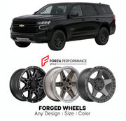 FORGED WHEELS RIMS for CHEVROLET TAHOE PPV T1UC 2021+

Custom forged wheels for Chevrolet Tahoe PPV T1UC 2021+. Made-to-order monoblock, 2-piece and 3-piece rims in custom sizes, offsets, colors and finishes with guaranteed fitment.

We manufacture premium quality forged wheels rims for Chevrolet Tahoe PPV T1UC 2021+ in any design, size, color.

THIS WHEEL DESIGN CAN BE CUSTOM-MADE FOR YOUR CAR IN ANY SIZE AND COLOR OPTIONS
Available in monoblock, 2-piece, 3-piece, duoblock, beadlock
3D wheel renderings are