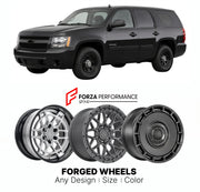 FORGED WHEELS RIMS for CHEVROLET TAHOE POLICE PACKAGE GMT900 2007 - 2014

Custom forged wheels for Chevrolet Tahoe Police Package GMT900 2007 - 2014. Made-to-order monoblock, 2-piece and 3-piece rims in custom sizes, offsets, colors and finishes with guaranteed fitment.

We manufacture premium quality forged wheels rims for Chevrolet Tahoe Police Package GMT900 2007 - 2014 in any design, size, color.

THIS WHEEL DESIGN CAN BE CUSTOM-MADE FOR YOUR CAR IN ANY SIZE AND COLOR OPTIONS
Available in monoblock, 2-p