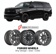 FORGED WHEELS RIMS for CHEVROLET TAHOE RST T1UC 2021+

Custom forged wheels for Chevrolet Tahoe RST T1UC 2021+. Made-to-order monoblock, 2-piece and 3-piece rims in custom sizes, offsets, colors and finishes with guaranteed fitment.

We manufacture premium quality forged wheels rims for Chevrolet Tahoe RST T1UC 2021+ in any design, size, color.

THIS WHEEL DESIGN CAN BE CUSTOM-MADE FOR YOUR CAR IN ANY SIZE AND COLOR OPTIONS
Available in monoblock, 2-piece, 3-piece, duoblock, beadlock
3D wheel renderings are