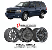 FORGED WHEELS RIMS for CHEVROLET TAHOE Z71 GMT900 2007 - 2014

Custom forged wheels for Chevrolet Tahoe Z71 GMT900 2007 - 2014. Made-to-order monoblock, 2-piece and 3-piece rims in custom sizes, offsets, colors and finishes with guaranteed fitment.

We manufacture premium quality forged wheels rims for Chevrolet Tahoe Z71 GMT900 2007 - 2014 in any design, size, color.

THIS WHEEL DESIGN CAN BE CUSTOM-MADE FOR YOUR CAR IN ANY SIZE AND COLOR OPTIONS
Available in monoblock, 2-piece, 3-piece, duoblock, beadlock