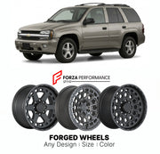 FORGED WHEELS RIMS for CHEVROLET TRAILBLAZER 2002 - 2009

Custom forged wheels for Chevrolet TrailBlazer 2002 - 2009. Made-to-order monoblock, 2-piece and 3-piece rims in custom sizes, offsets, colors and finishes with guaranteed fitment.

We manufacture premium quality forged wheels rims for Chevrolet TrailBlazer 2002 - 2009 in any design, size, color.

THIS WHEEL DESIGN CAN BE CUSTOM-MADE FOR YOUR CAR IN ANY SIZE AND COLOR OPTIONS
Available in monoblock, 2-piece, 3-piece, duoblock, beadlock
3D wheel rende