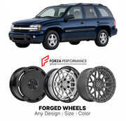 FORGED WHEELS RIMS for CHEVROLET TRAILBLAZER LS GMT360 2002 - 2009

Custom forged wheels for Chevrolet TrailBlazer LS GMT360 2002 - 2009. Made-to-order monoblock, 2-piece and 3-piece rims in custom sizes, offsets, colors and finishes with guaranteed fitment.

We manufacture premium quality forged wheels rims for Chevrolet TrailBlazer LS GMT360 2002 - 2009 in any design, size, color.

THIS WHEEL DESIGN CAN BE CUSTOM-MADE FOR YOUR CAR IN ANY SIZE AND COLOR OPTIONS
Available in monoblock, 2-piece, 3-piece, duo