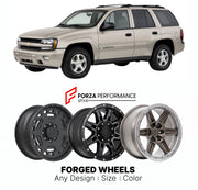 FORGED WHEELS RIMS for CHEVROLET TRAILBLAZER LT GMT360 2002 - 2009

Custom forged wheels for Chevrolet TrailBlazer LT GMT360 2002 - 2009. Made-to-order monoblock, 2-piece and 3-piece rims in custom sizes, offsets, colors and finishes with guaranteed fitment.

We manufacture premium quality forged wheels rims for Chevrolet TrailBlazer LT GMT360 2002 - 2009 in any design, size, color.

THIS WHEEL DESIGN CAN BE CUSTOM-MADE FOR YOUR CAR IN ANY SIZE AND COLOR OPTIONS
Available in monoblock, 2-piece, 3-piece, duo