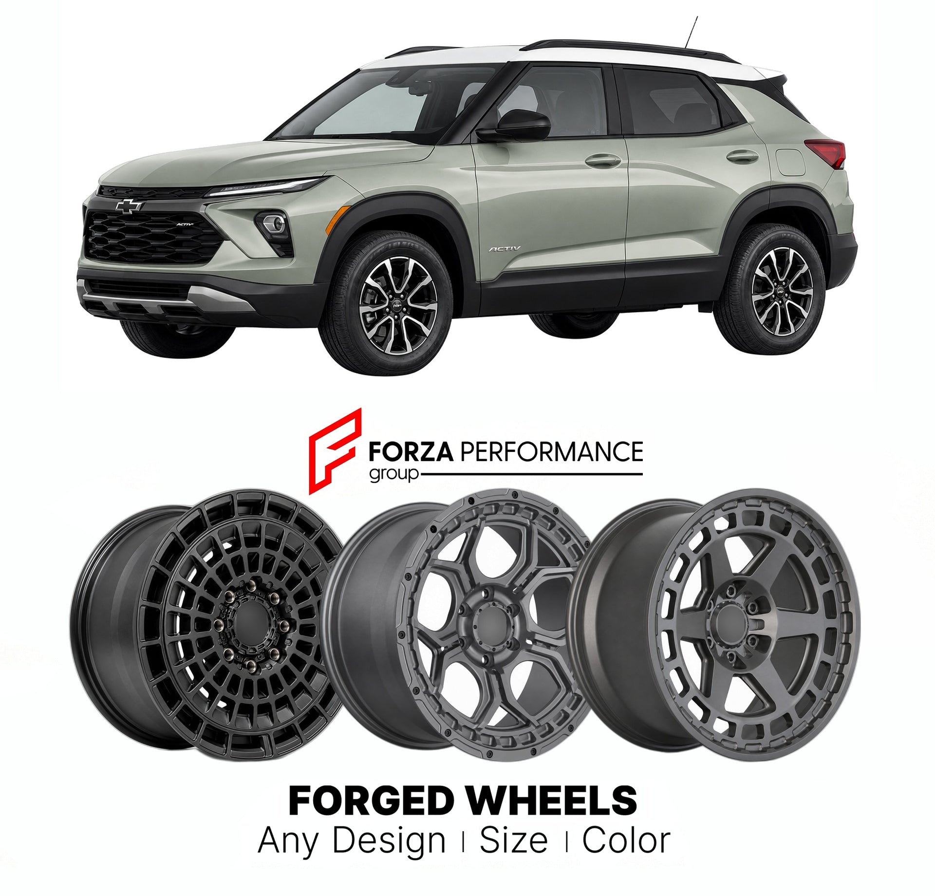 FORGED WHEELS RIMS for CHEVROLET TRAILBLAZER ACTIV 2021+

Custom forged wheels for Chevrolet Trailblazer Activ 2021+. Made-to-order monoblock, 2-piece and 3-piece rims in custom sizes, offsets, colors and finishes with guaranteed fitment.

We manufacture premium quality forged wheels rims for Chevrolet Trailblazer Activ 2021+ in any design, size, color.

THIS WHEEL DESIGN CAN BE CUSTOM-MADE FOR YOUR CAR IN ANY SIZE AND COLOR OPTIONS
Available in monoblock, 2-piece, 3-piece, duoblock, beadlock
3D wheel rende