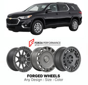 FORGED WHEELS RIMS for CHEVROLET TRAVERSE 2018 - 2023

Custom forged wheels for Chevrolet Traverse 2018 - 2023. Made-to-order monoblock, 2-piece and 3-piece rims in custom sizes, offsets, colors and finishes with guaranteed fitment.

We manufacture premium quality forged wheels rims for Chevrolet Traverse 2018 - 2023 in any design, size, color.

THIS WHEEL DESIGN CAN BE CUSTOM-MADE FOR YOUR CAR IN ANY SIZE AND COLOR OPTIONS
Available in monoblock, 2-piece, 3-piece, duoblock, beadlock
3D wheel renderings are