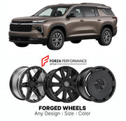 FORGED WHEELS RIMS for CHEVROLET TRAVERSE 2024+

Custom forged wheels for Chevrolet Traverse 2024+. Made-to-order monoblock, 2-piece and 3-piece rims in custom sizes, offsets, colors and finishes with guaranteed fitment.

We manufacture premium quality forged wheels rims for Chevrolet Traverse 2024+ in any design, size, color.

THIS WHEEL DESIGN CAN BE CUSTOM-MADE FOR YOUR CAR IN ANY SIZE AND COLOR OPTIONS
Available in monoblock, 2-piece, 3-piece, duoblock, beadlock
3D wheel renderings are provided accordin