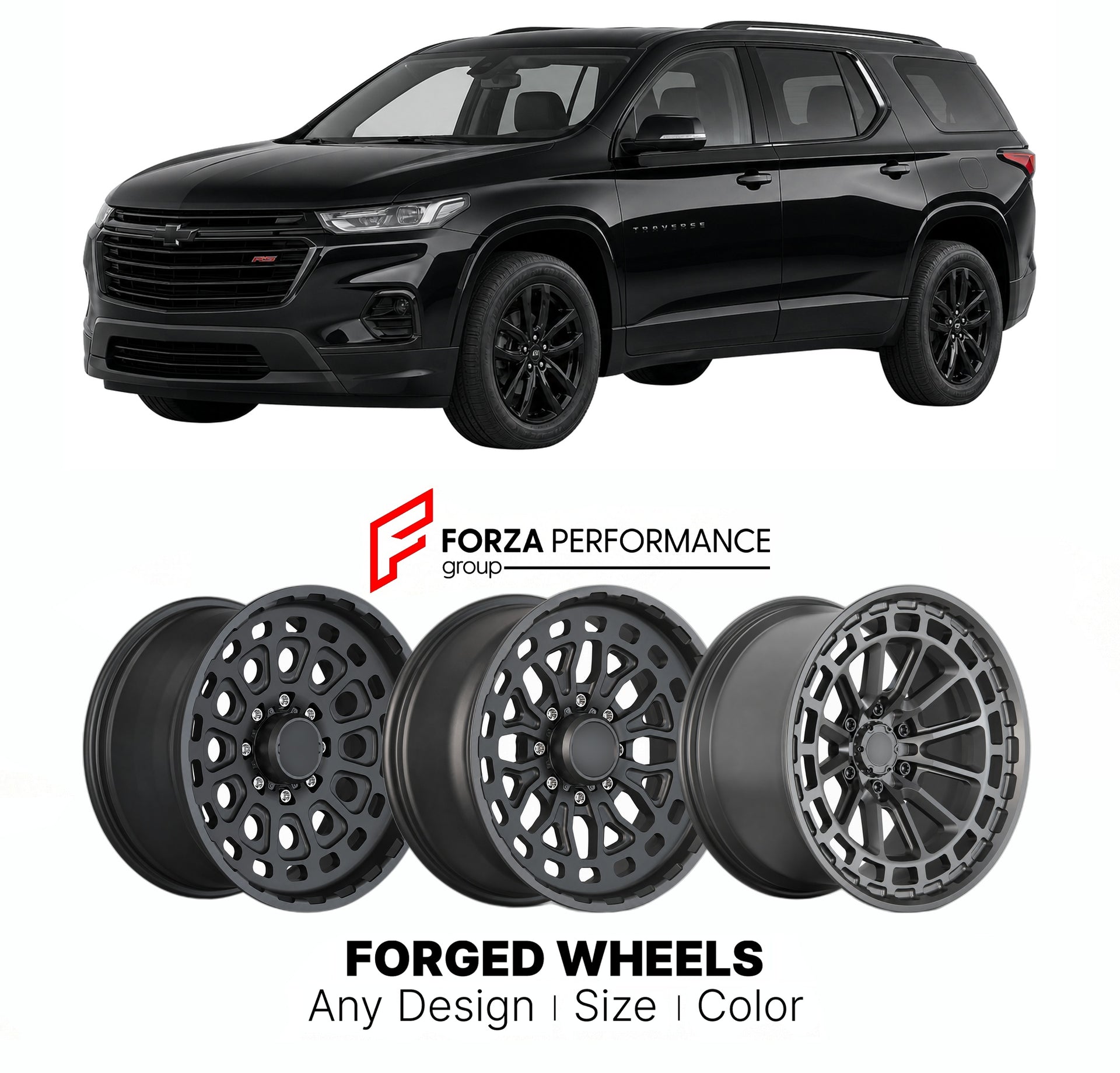 FORGED WHEELS RIMS for CHEVROLET TRAVERSE RS 2009+

Custom forged wheels for Chevrolet Traverse RS 2009+. Made-to-order monoblock, 2-piece and 3-piece rims in custom sizes, offsets, colors and finishes with guaranteed fitment.

We manufacture premium quality forged wheels rims for Chevrolet Traverse RS 2009+ in any design, size, color.

THIS WHEEL DESIGN CAN BE CUSTOM-MADE FOR YOUR CAR IN ANY SIZE AND COLOR OPTIONS
Available in monoblock, 2-piece, 3-piece, duoblock, beadlock
3D wheel renderings are provided