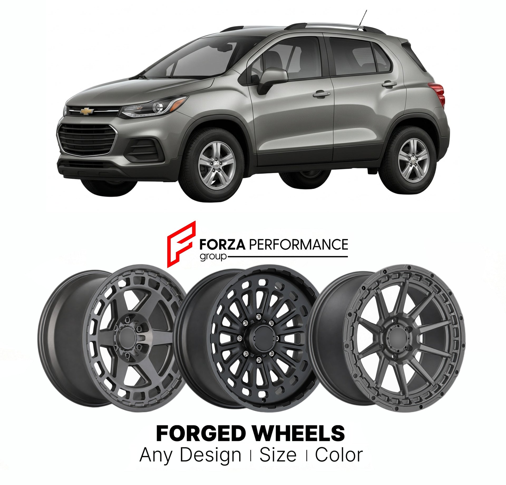 FORGED WHEELS RIMS for CHEVROLET TRAX 2015 - 2022

Custom forged wheels for Chevrolet Trax 2015 - 2022. Made-to-order monoblock, 2-piece and 3-piece rims in custom sizes, offsets, colors and finishes with guaranteed fitment.

We manufacture premium quality forged wheels rims for Chevrolet Trax 2015 - 2022 in any design, size, color.

THIS WHEEL DESIGN CAN BE CUSTOM-MADE FOR YOUR CAR IN ANY SIZE AND COLOR OPTIONS
Available in monoblock, 2-piece, 3-piece, duoblock, beadlock
3D wheel renderings are provided ac