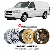 FORGED WHEELS RIMS for CHEVROLET UPLANDER CARGO VAN 2005 - 2009

Custom forged wheels for Chevrolet Uplander Cargo Van 2005 - 2009. Made-to-order monoblock, 2-piece and 3-piece rims in custom sizes, offsets, colors and finishes with guaranteed fitment.

We manufacture premium quality forged wheels rims for Chevrolet Uplander Cargo Van 2005 - 2009 in any design, size, color.

THIS WHEEL DESIGN CAN BE CUSTOM-MADE FOR YOUR CAR IN ANY SIZE AND COLOR OPTIONS
Available in monoblock, 2-piece, 3-piece, duoblock, be