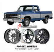 CUSTOM CLASSIC VINTAGE RESTOMOD RETRO OLD SCHOOL FORGED WHEELS RIMS for CHEVROLET V10 1987
Custom forged wheels for classic American muscle cars. Ideal for restomod builds, vintage restorations, and show cars. Deep dish and retro styling available.

We manufacture premium quality forged wheels rims for Chevrolet V10 1987 in any design, size, color.

THIS WHEEL DESIGN CAN BE CUSTOM-MADE FOR YOUR CAR IN ANY SIZE AND COLOR OPTIONS
Available in monoblock, 2-piece, 3-piece, duoblock, beadlock
3D wheel renderings